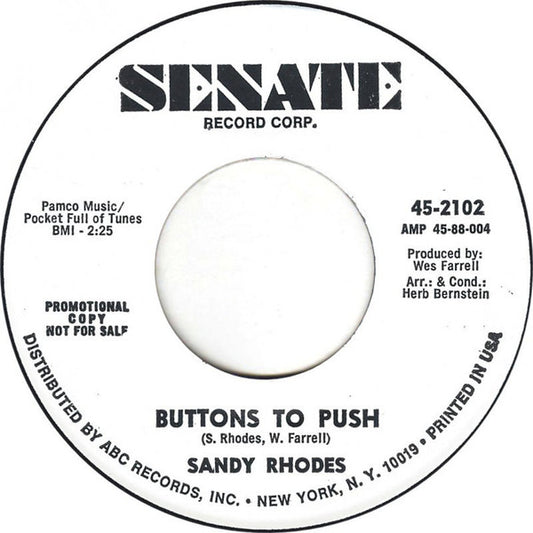 Sandra Rhodes : Buttons To Push (7", Promo)