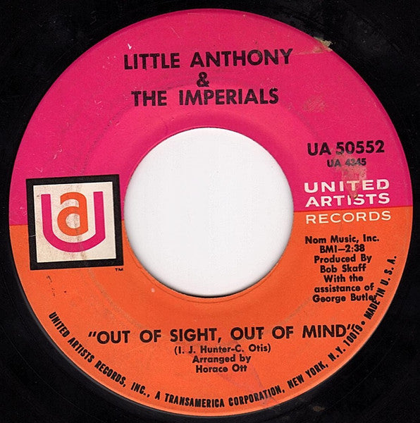 Little Anthony & The Imperials : Out Of Sight, Out Of Mind / Summer's Comin' In (7", Single)