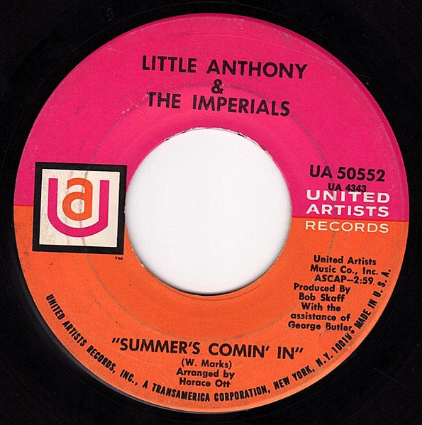 Little Anthony & The Imperials : Out Of Sight, Out Of Mind / Summer's Comin' In (7", Single)