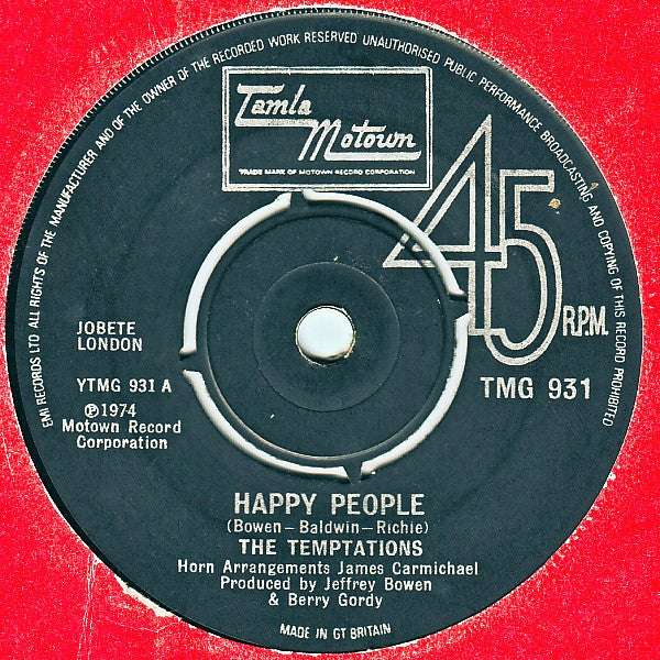 The Temptations / The Temptations Band : Happy People / Happy People (Instrumental) (7")