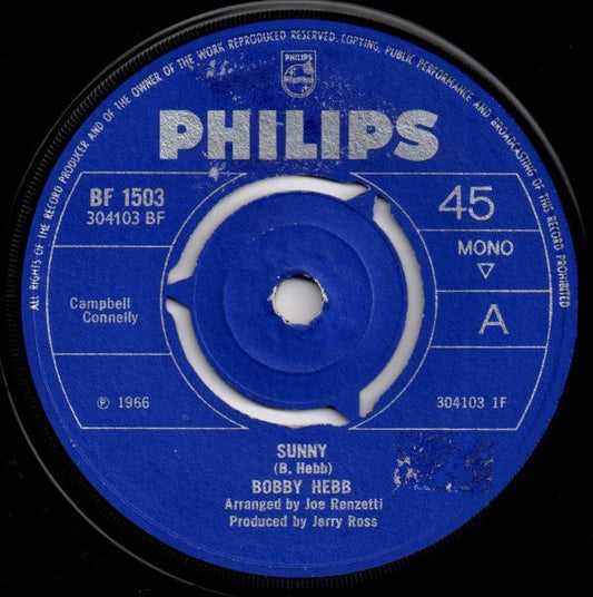 Bobby Hebb : Sunny (7", Mono, 3 P)