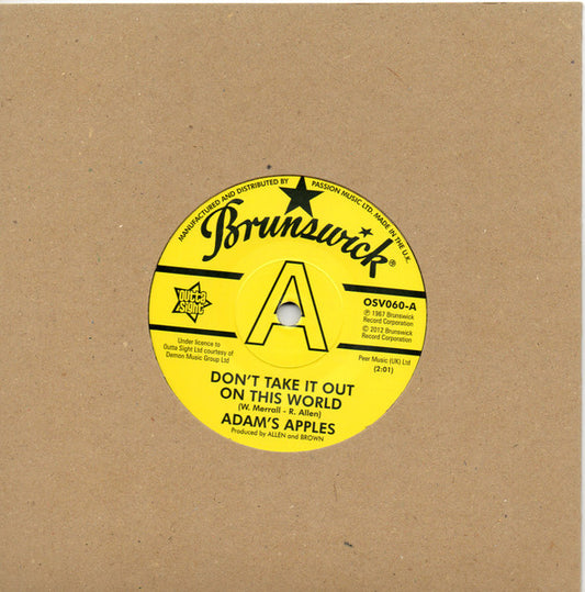 Adam's Apples : Don't Take It Out On This World / You Are The One I Love (7", Single, Promo, RE)