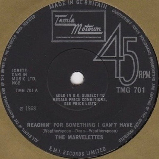 The Marvelettes : Reachin' For Something I Can't Have  (7", Single, Sol)