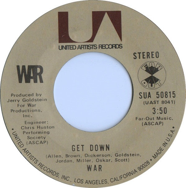 War : Get Down / All Day Music (7", Single, Styrene, Ter)