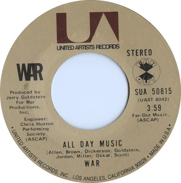 War : Get Down / All Day Music (7", Single, Styrene, Ter)