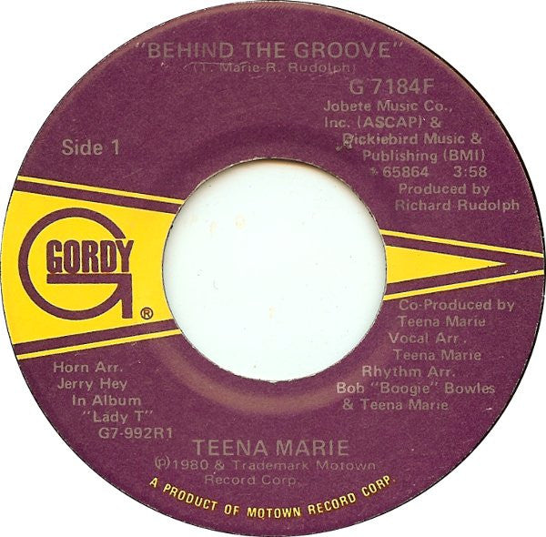 Teena Marie : Behind The Groove (7", Single)