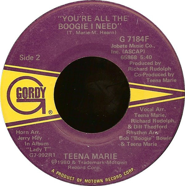 Teena Marie : Behind The Groove (7", Single)