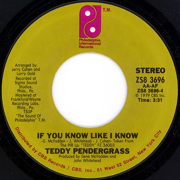 Teddy Pendergrass : Turn Off The Lights / If You Know Like I Know (7", Single, Styrene, Pit)