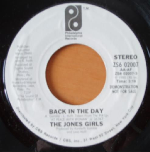 The Jones Girls : Back In The Day (7", Promo, Styrene)