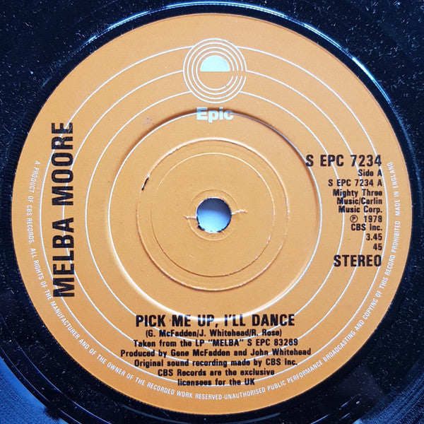 Melba Moore : Pick Me Up, I'll Dance (7", Single)