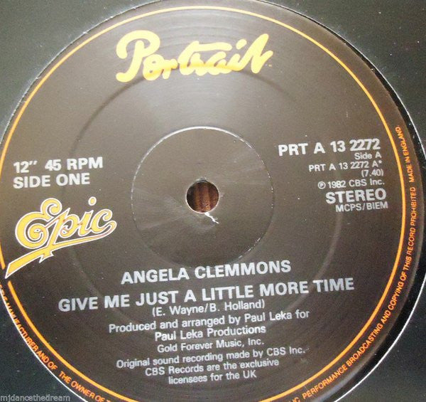 Angela Clemmons : Give Me Just A Little More Time (12")