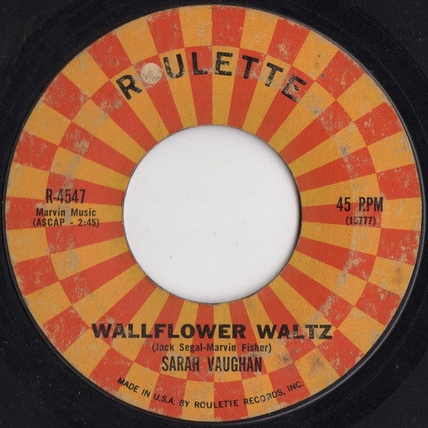 Sarah Vaughan : Wallflower Waltz (7", Single, Ter)