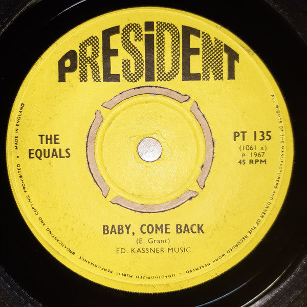 The Equals : Hold Me Closer /  Baby, Come Back (7", Single, Kno)