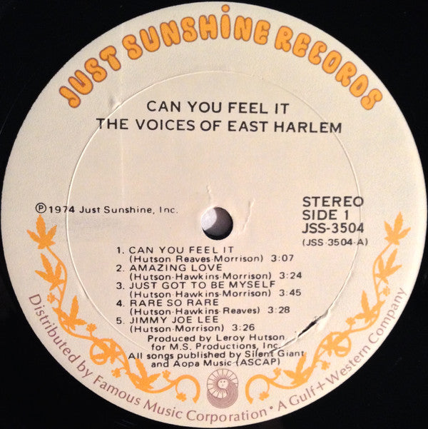 The Voices Of East Harlem : Can You Feel It (LP, Album, Son)