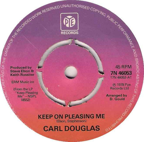 Carl Douglas : Keep On Pleasing Me (7", Single, Pus)