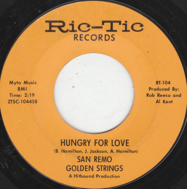 San Remo Golden Strings / Bob Wilson And Quartetto di San Remo : Hungry For Love / All Turned On (7", Single, Mono, Styrene, Ter)