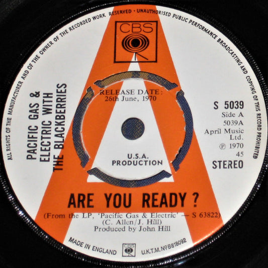 Pacific Gas & Electric With Blackberries : Are You Ready? (7", Promo)