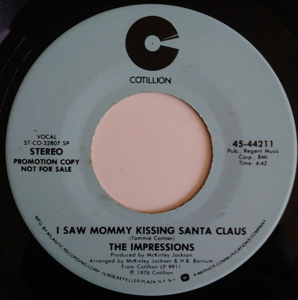 The Impressions : I Saw Mommy Kissing Santa Claus (7", Mono, Promo)