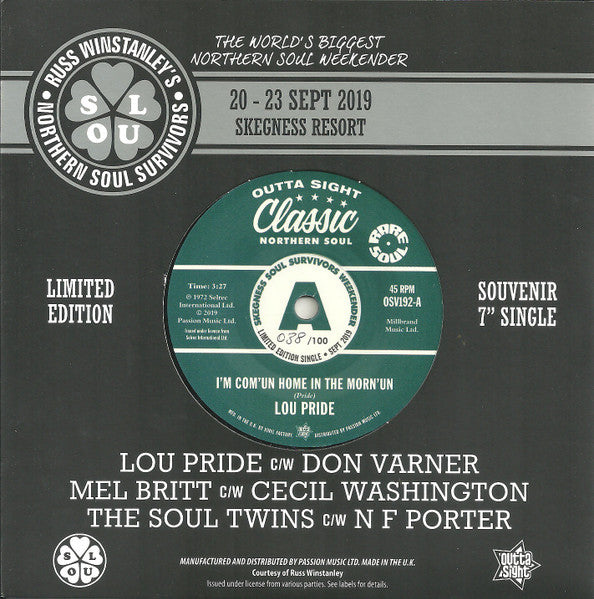 Lou Pride, Don Varner : I'm Com'un Home In The Morn'un / Tear Stained Face (7", Single, Ltd)