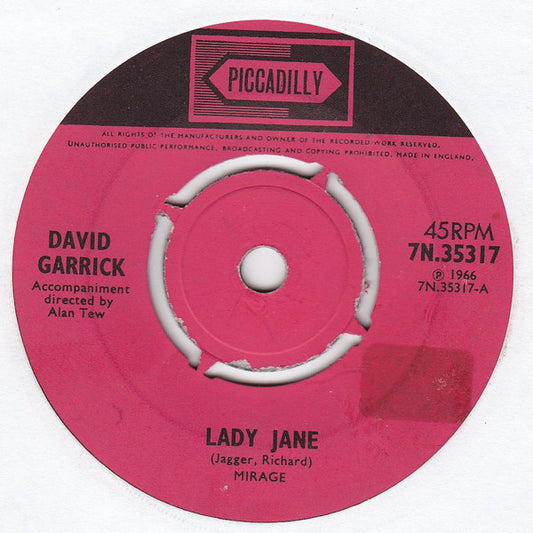 David Garrick : Lady Jane  (7", Single)