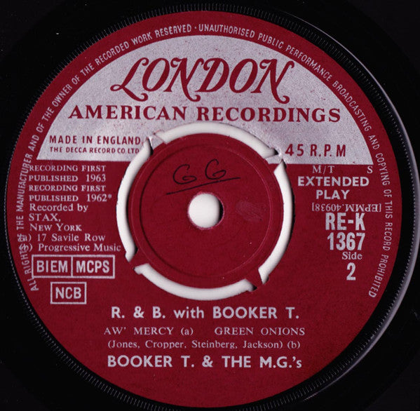 Booker T & The M.G.'s* : R And B With Booker T. (7", EP, Mono)