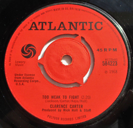 Clarence Carter : Too Weak To Fight / Let Me Comfort You (7", Single, 3 P)