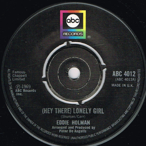 Eddie Holman : (Hey There) Lonely Girl (7", Single, RE)