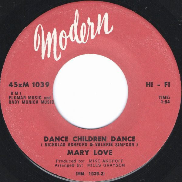 Mary Love : Talkin' About My Man / Dance Children Dance (7")