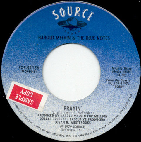 Harold Melvin And The Blue Notes : Prayin' (7", Pin)