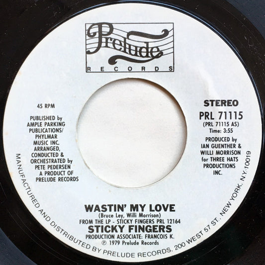 Sticky Fingers (2) : Wastin' My Love / Party Song (7", Promo)
