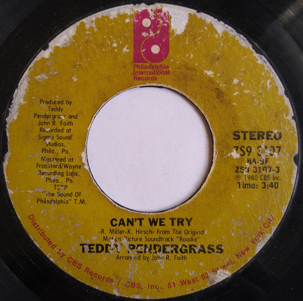 Teddy Pendergrass : Can't We Try / This Gift Of Life (7", Styrene, San)