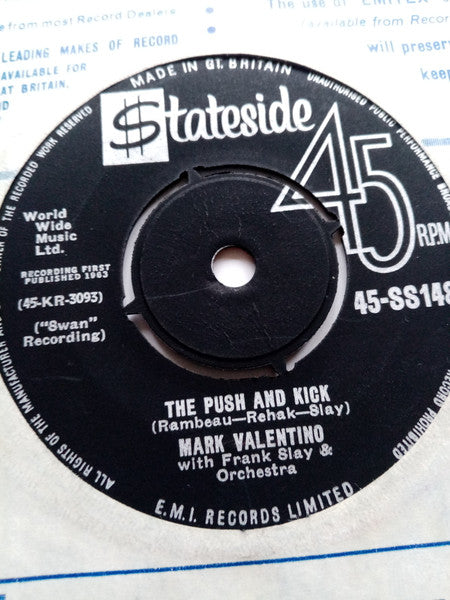 Mark Valentino With Frank Slay And His Orchestra : The Push And Kick / Walking Alone (7", Single)