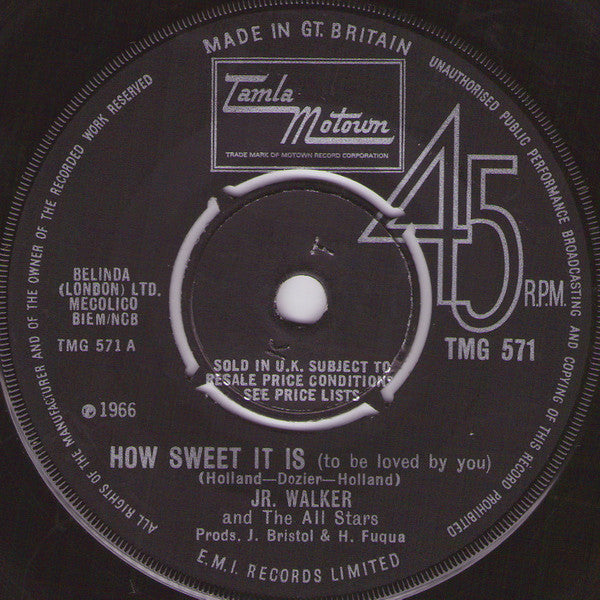 Junior Walker & The All Stars : How Sweet It Is (To Be Loved By You) (7", Single, Pus)