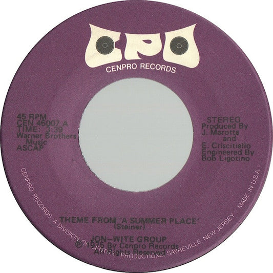 Jon Wite Group : Theme From 'A Summer Place' (7")