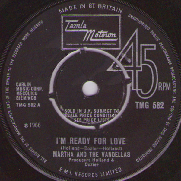 Martha Reeves & The Vandellas : I'm Ready For Love (7", Single, 4-P)