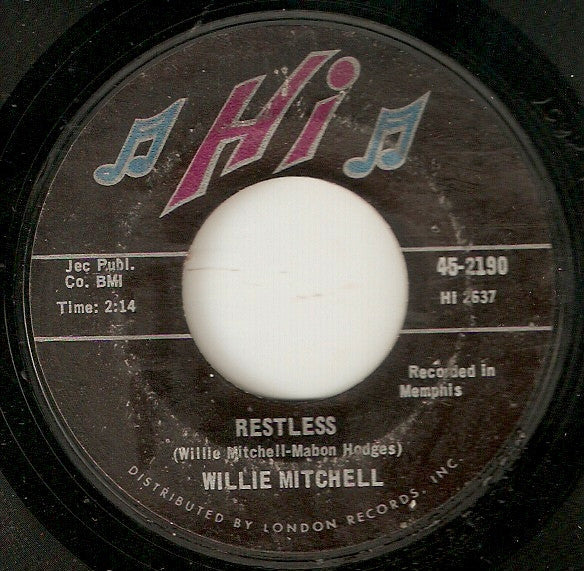 Willie Mitchell : Too Sweet / Restless (7", Single)