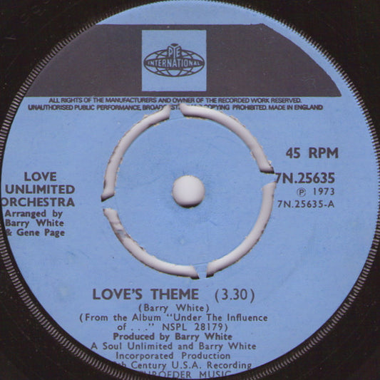 Love Unlimited Orchestra : Love's Theme (7")