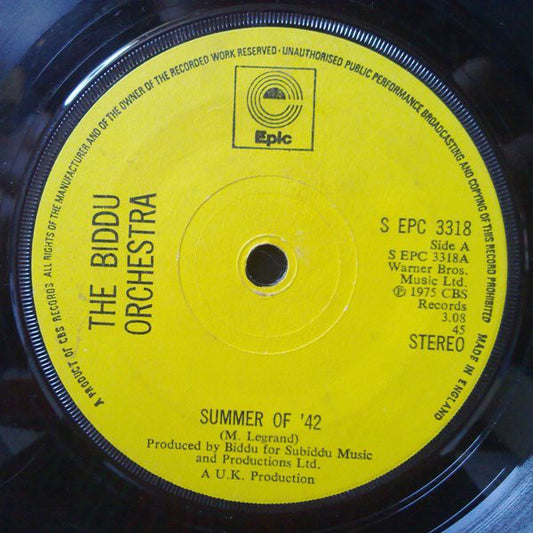 Biddu Orchestra : Summer Of '42 (7", Single)