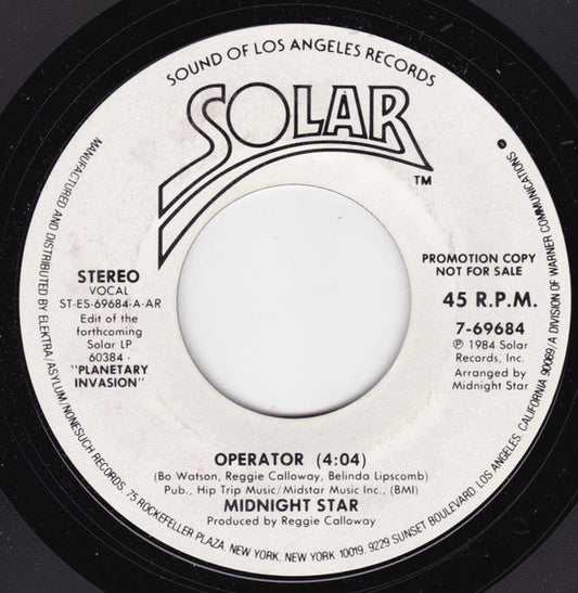 Midnight Star : Operator (7", Single, Promo, AR)