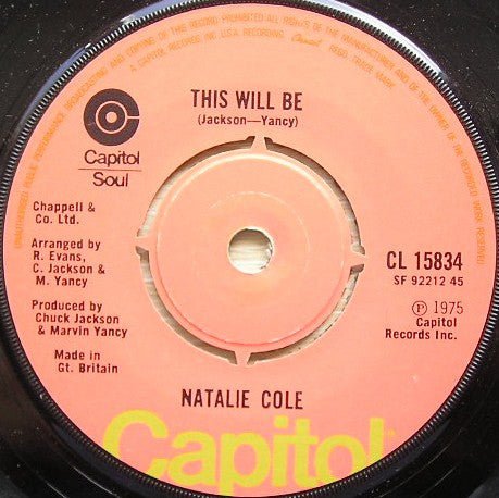 Natalie Cole : This Will Be (7", Single)