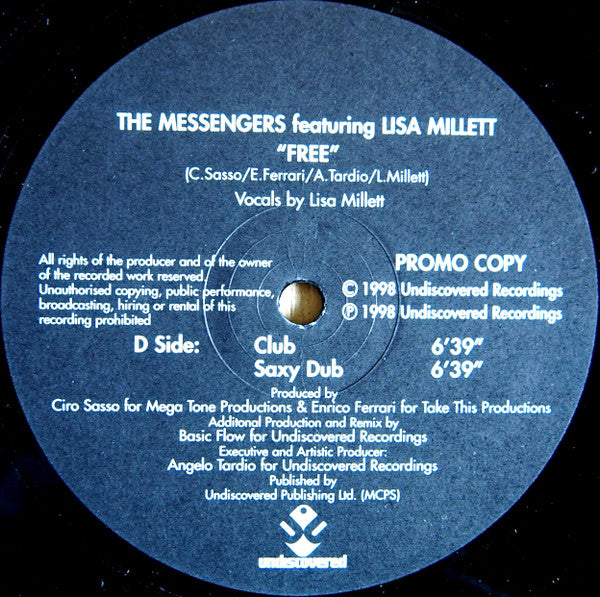 The Messengers Featuring Lisa Millett : Free (2x12", Promo)