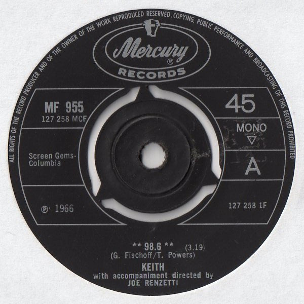Keith (2) : 98.6 (7", Single, Mono)