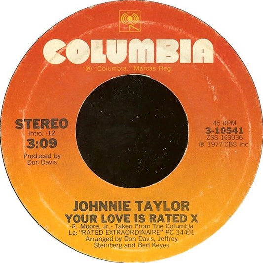 Johnnie Taylor : Your Love Is Rated X / Here I Go (Through These Changes Again) (7", Ter)