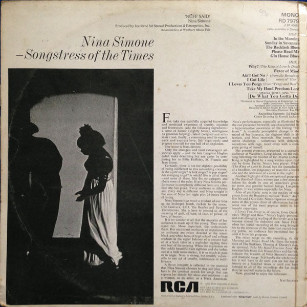 Nina Simone : 'Nuff Said! (LP, Album, Mono)