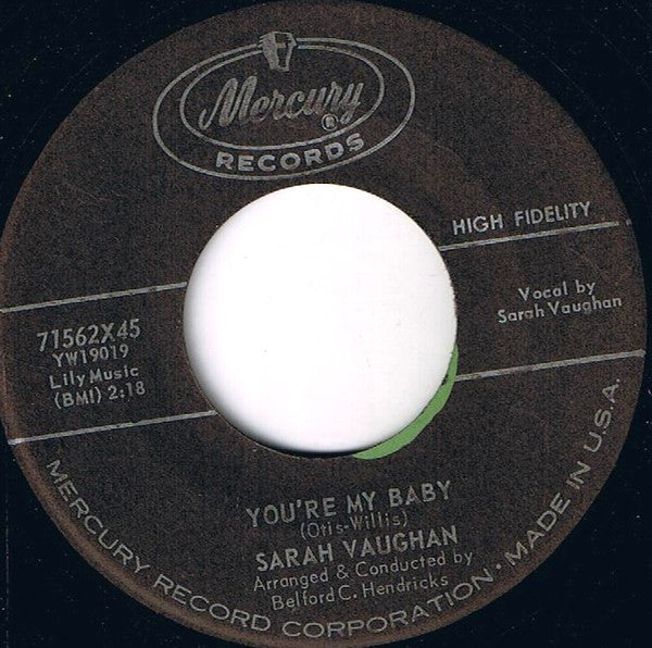 Sarah Vaughan : Eternally / You're My Baby (7", Single)