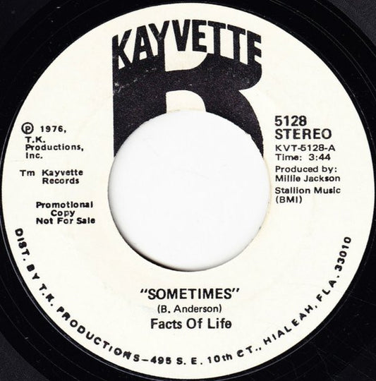 Facts Of Life : Sometimes (7", Promo)
