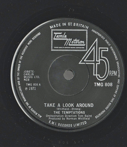 The Temptations : Take A Look Around (7", Single, Sol)