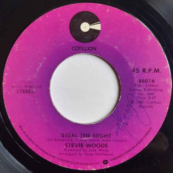 Stevie Woods : Steal The Night (7", Styrene, All)