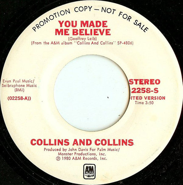 Collins & Collins : You Made Me Believe (7", Mono, Promo)