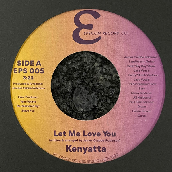 Kenyatta (4) : Let Me Love You (7", Single)